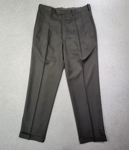 Savanne Pants Mens 34x32 Black Solid Straight Leg Comfort Fit Pleated Cuffed NWT - Picture 1 of 12