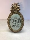 Retro Gold Resin Pineapple Picture Frame Kick Stand Felted Back Hanger 9.5”