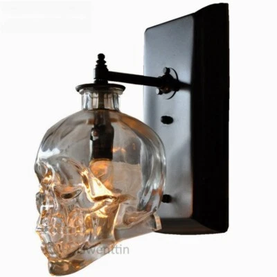 American Glass Skull Bar Club Wall Lamps Loft Retro Balcony Corridor Wall Sconce - Image 1 of 4