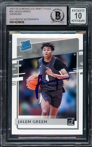 JALEN GREEN AUTOGRAPHED 2021-22 DONRUSS RATED RC GEM 10 AUTO BECKETT 205943 - Picture 1 of 2