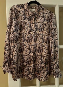 Lafayette 148 Silk Print Blouse Size L - Picture 1 of 8