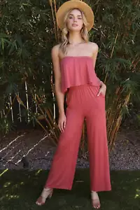 Flare Tube Top with Two-Fer Look Jumpsuit - Picture 1 of 23