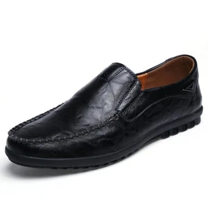 Zapatos informales para hombre mocasines de cuero genuino transpirables sin cordones zapatos para conducir - Imagen 1 de 11