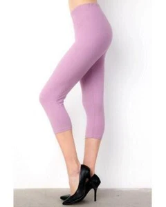 Leggings suaves de mantequilla de cintura alta de verano divertidos Capri en lila - Imagen 1 de 4