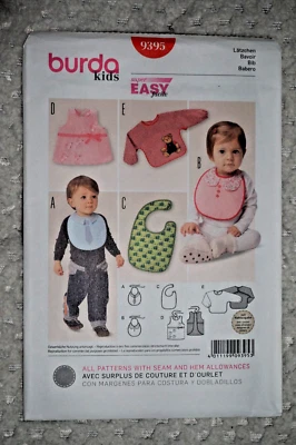 BURDA 9395 Baby Bibs Pattern Uncut - Image 1 of 2