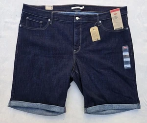 Pantalones Cortos de Jean Levi's Para Mujer Talla 24W Azul Oscuro Clásicos Bermudas Puños Denim Nuevos con Etiquetas - Imagen 1 de 9