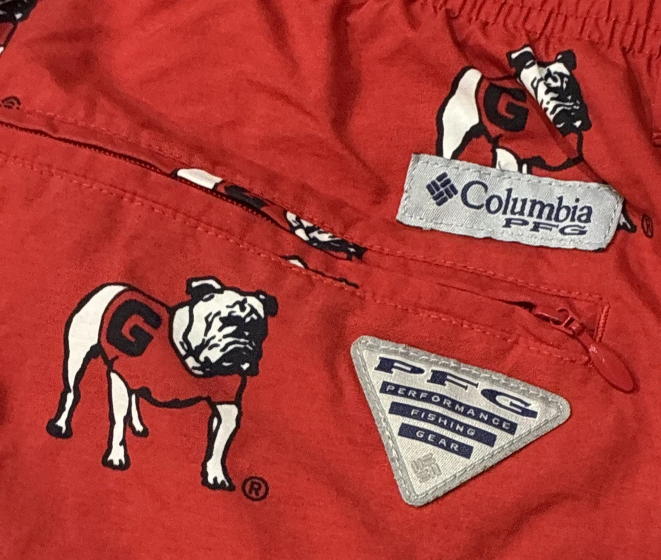 COLUMBIA Shorts Georgia Bulldogs PFG Lined Shorts Red Mens L Swimming Fishing - Image 1 of 4