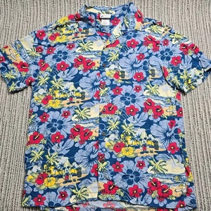 DISNEY Parks Hawaiian Camp Button Shirt - L - Mickey Tiki Flower Fern Vacation - Picture 1 of 7