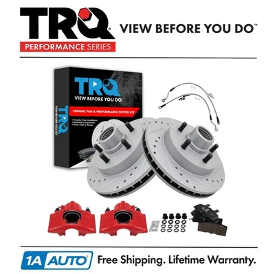 Kit de pastillas de freno delanteras y rotor TRQ para 92-99 Chevrolet C1500 Suburban Tahoe Yukon Foto 1 de 4