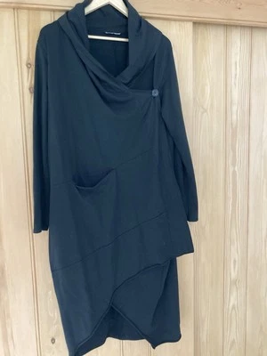 Designer  LURDES BERGADA 12-14 UK Black Asymmetric Ninja Coat Style Wrap.  - Image 1 of 4