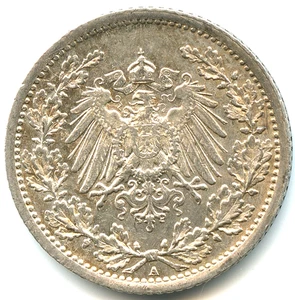 Deutschland 1/2 Mark Silber 1915 A Nr. 4751 - Bild 1 von 2