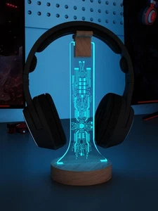 Soporte para Auriculares RGB, Soporte de Madera para Auriculares para Juegos, 16 Luces de Color, Escritorio, Regalo - Imagen 1 de 7