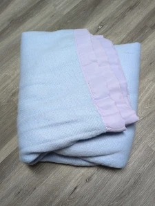 Vintage Full Size Waffle Weave Acrylic Blanket Satin Trim 90” X 70" Made in USA - Picture 1 of 6