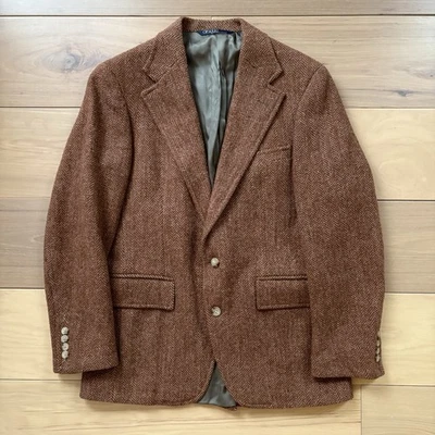 Blazer Polo Ralph Lauren Tweed De Colección Para Hombre 37 Marrón Espiga Hecho en Unión EE. UU. Foto 1 de 4