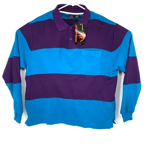 Vintage Dunlop Actionwear Mens Long Sleeve Acrylic Polo Shirt XL Color Block NWT - Picture 1 of 11