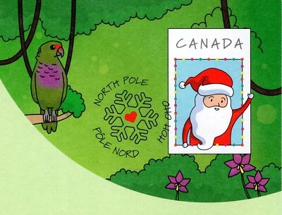 CANADA SANTA CLAUS AFTER XMAS POST CARD FRENCH & ENGLISH 2023 leopard parrot etc - Image 1 of 3