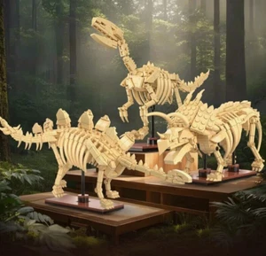Jurassic Park Raptor, Stegosaurus, Triceratops Dinosaur Building Brick Toys - Picture 1 of 14