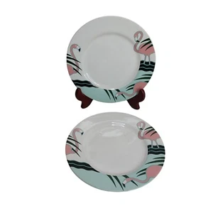 Vandor Pink Flamingo Salad Plates Set of 2 Palm Beach 7.75" Pelzman Designs 1985 - Picture 1 of 7