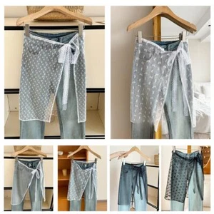 Lace Layered Gauze Skirt With Tie Up Wrap Skirt Lace Up Matching Pants✨y CS - Picture 1 of 26