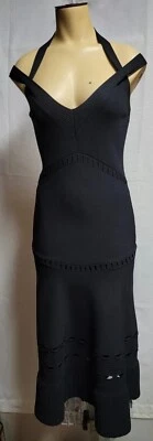 Alexis Betti Cross Shoulder Stappy Sleeve Eyelet Detail Midi Knitt Dress S  - Image 1 of 4