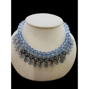 Vintage Stunning Crystal & Atlas Glass Rhinestone Bib Necklace (A4442) - Picture 1 of 7