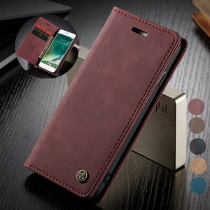 Vintage Leather Wallet Flip Case For iPhone 16e 16 Pro Max 15 14 13 12 11 Cover - Picture 1 of 23