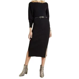 ANTHROPOLOGIE Minimalist Shea Knit Sweater Midi Black Viscose Dress Size XS - Picture 1 of 8