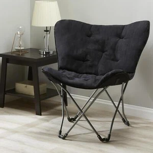 Kids Lounge Chair Folding Mirco Suede Fabric Butterfly Black Teen Bedroom Gaming - Picture 1 of 5