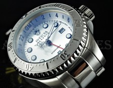 Invicta 52mm Reserve SKULL Hydromax Deep Dish SWISS GMT Silver SS 1000m Watch