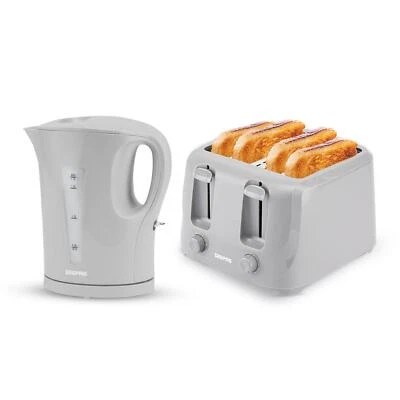 Kettle and Toaster Set Grey – Geepas 1.7L Rapid Boil Kettle & 4 Slice Toaster - Image 1 of 4