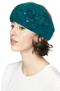 C.C Women's Flower Pendant Winter Cable Knit Headband Headwrap Earmuff - Picture 1 of 44