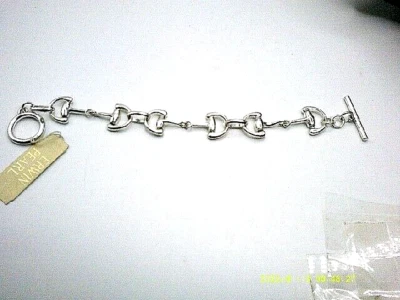 NWT Erwin Pearl Silvertone Snaffle Bit Bracelet-Small Size-6 1/4" Long-SALE - Image 1 of 2