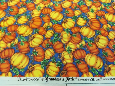 Tecido SSI Grandma's Attic "Howl-loween" ORANGE PUMPKIN 1/2 jarda Halloween - Imagem 1 de 3