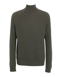 HUGO BOSS Men's Green Wool Heavy Cable Knit Turtleneck Sweater S New $348 LISU - Picture 1 of 5