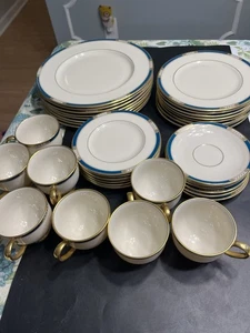 Servizio piatti Lenox collezione presidenziale Union Teal blu punti rialzati oro 40pz - Foto 1 di 24