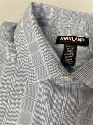 Kirkland Signature Men's Performance Sport Shirt XL 17-17.5, 32/33 BLUE PLAID - Image 1 of 4