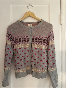 Lands' End Kids Girls Gray Patterned Cardigan Size L (14) - Picture 1 of 8