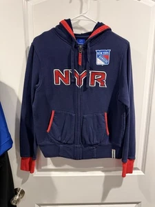 🏒 Reebok 🥅 NHL 🚨 Womens New York Rangers Full Zip Hoodie M - Picture 1 of 8