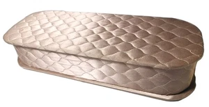 Vintage 50s Quilted Pink Satin Glove Box Hankie Hosiery Scarf MCM Vanity - Picture 1 of 6