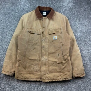 Vintage Carhartt Arctic Jacket Mens 44 Tall Brown Heavy Duck Canvas Quilt Lined - Picture 1 of 8