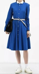 Ralph Lauren Polo Cotton Navy Blue White Shirt Dress Size 10 - Picture 1 of 8