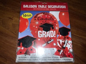 Decoración de mesa globo, rojo y negro, grado de felicitación - globo y base y 3 recortes - Imagen 1 de 4