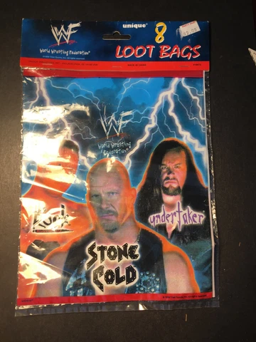 Vintage NEW 1999 WWF WWE Loot Party Gift Bags Rock Stone Cold Undertaker RARE!! Cover