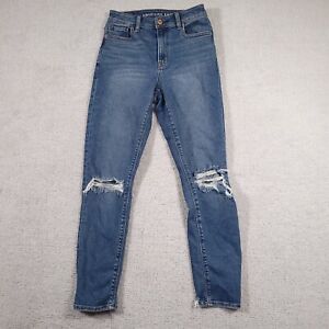 American Eagle Mom Jeans Women's 00 Stretch Mid Rise Destroyed Denim 