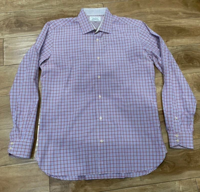 Camisa de vestir Ted Baker Endurance a cuadros calce clásico para hombre talla 15,5 usada en excelente estado Foto 1 de 4