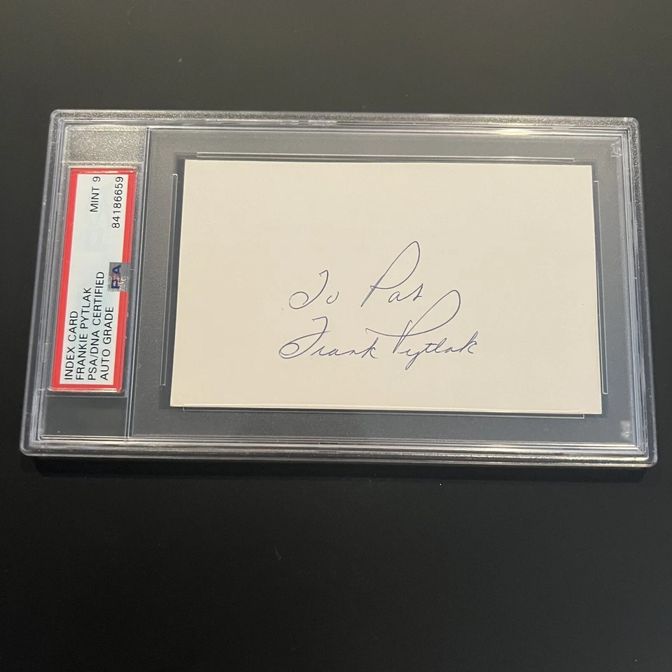 Frankie Pytlak Signed Index Card 3x5 PSA Slabbed Graded Mint 9 Red Sox Indians - Image 1 of 2