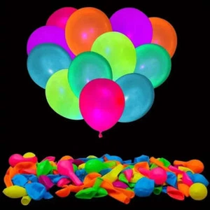 12pcs Neon Glow Balloons Reusable Glow in the Dark Baloon Neon Glow Party Balloo - Picture 1 of 13