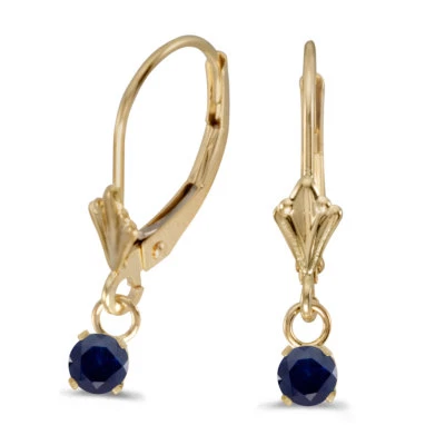 14k Yellow Gold Round Sapphire Lever-back Earrings - Image 1 of 3