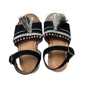 Oshkosh Genuine Kids Black Espadrille Sandals Toddler Girls Summer Beach Sz 6 - Picture 1 of 8