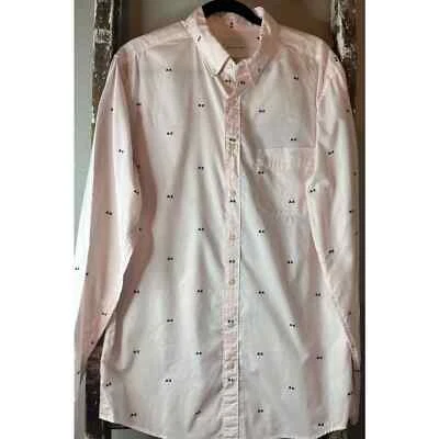 American Eagle Mens Long Sleeve Button Down Shirt AE Print Pink Striped - Image 1 of 4